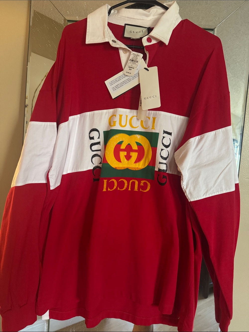 Gucci Red & White Logo Rugby Shirt